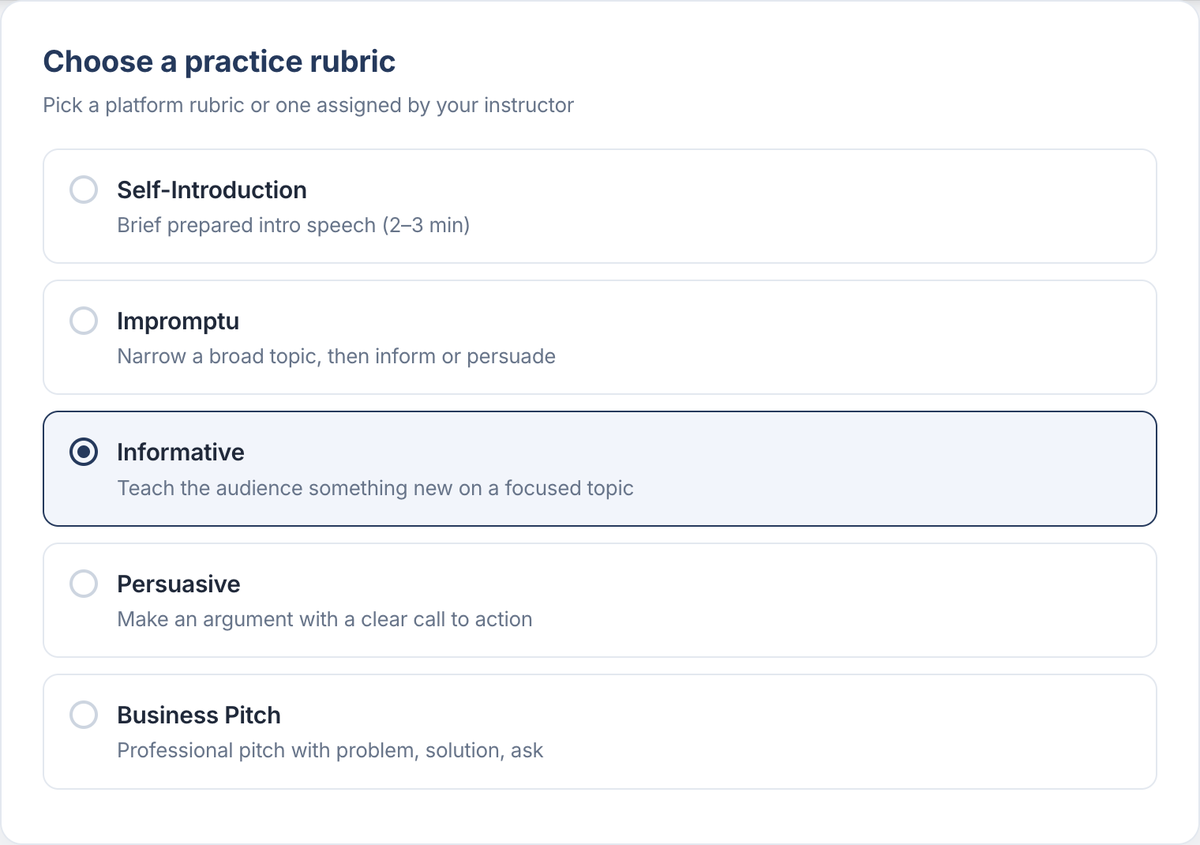 Rubric selection